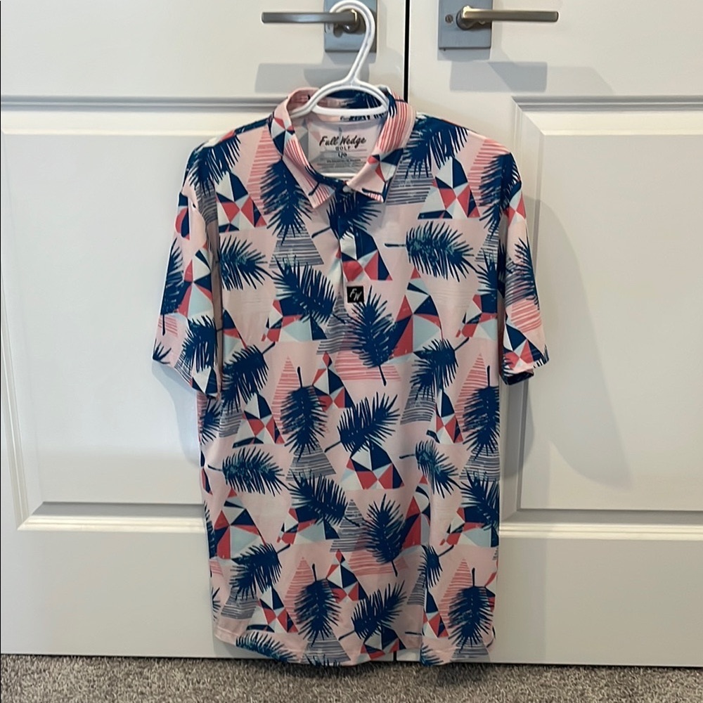 Full Wedge Blue and Pink Golf Shirt